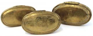 Appraisal: Antique Dutch Brass Engraved Tobacco Boxes th century oval the