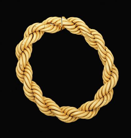 Appraisal: karat yellow gold woven flexible bracelet Twisted rope style yellow