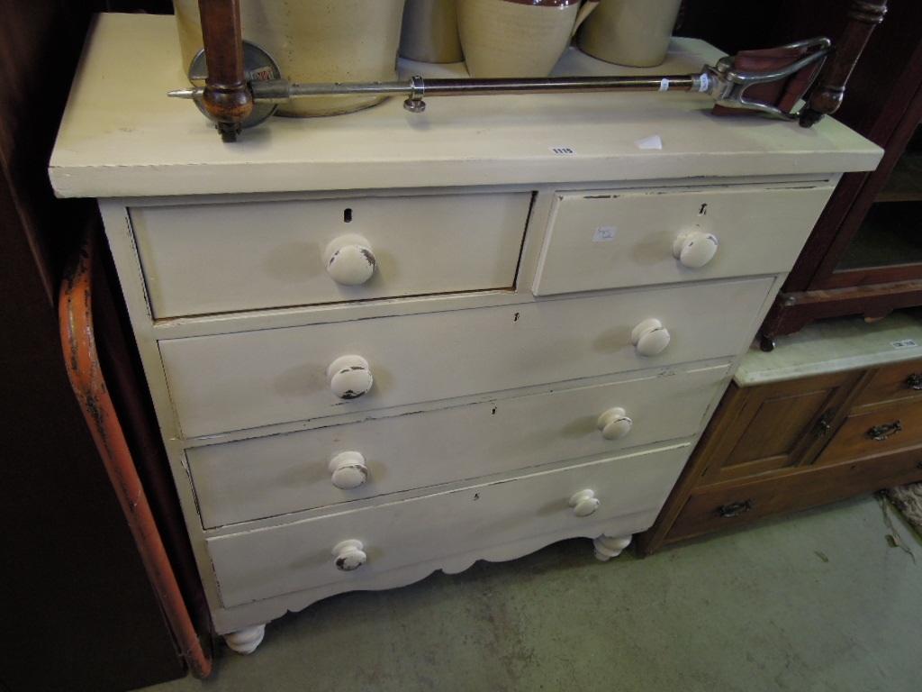 Appraisal: A Victorian pine chest fitted with three long and two