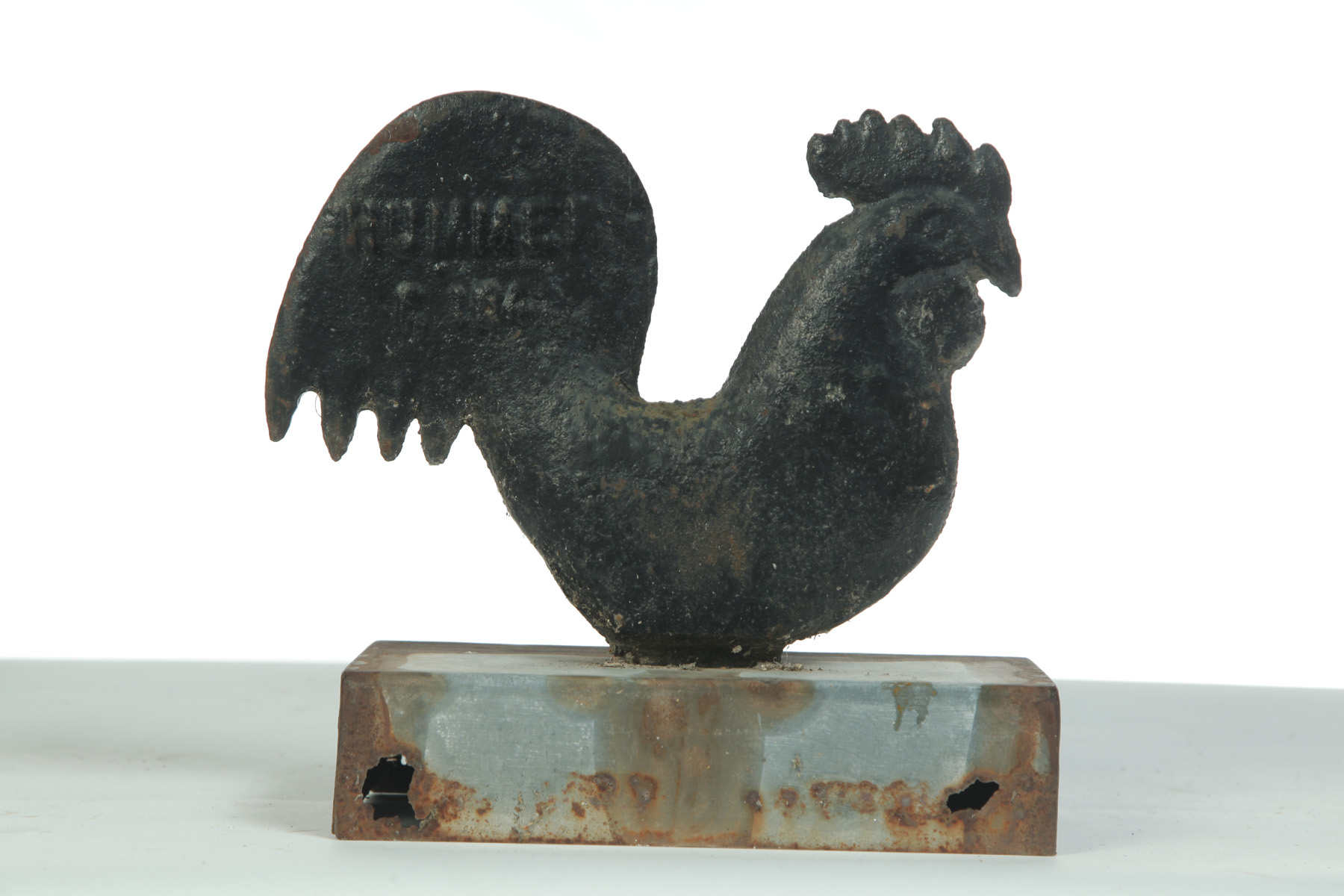 Appraisal: CAST IRON ROOSTER WIND MILL WEIGHT BY HAMMER American st