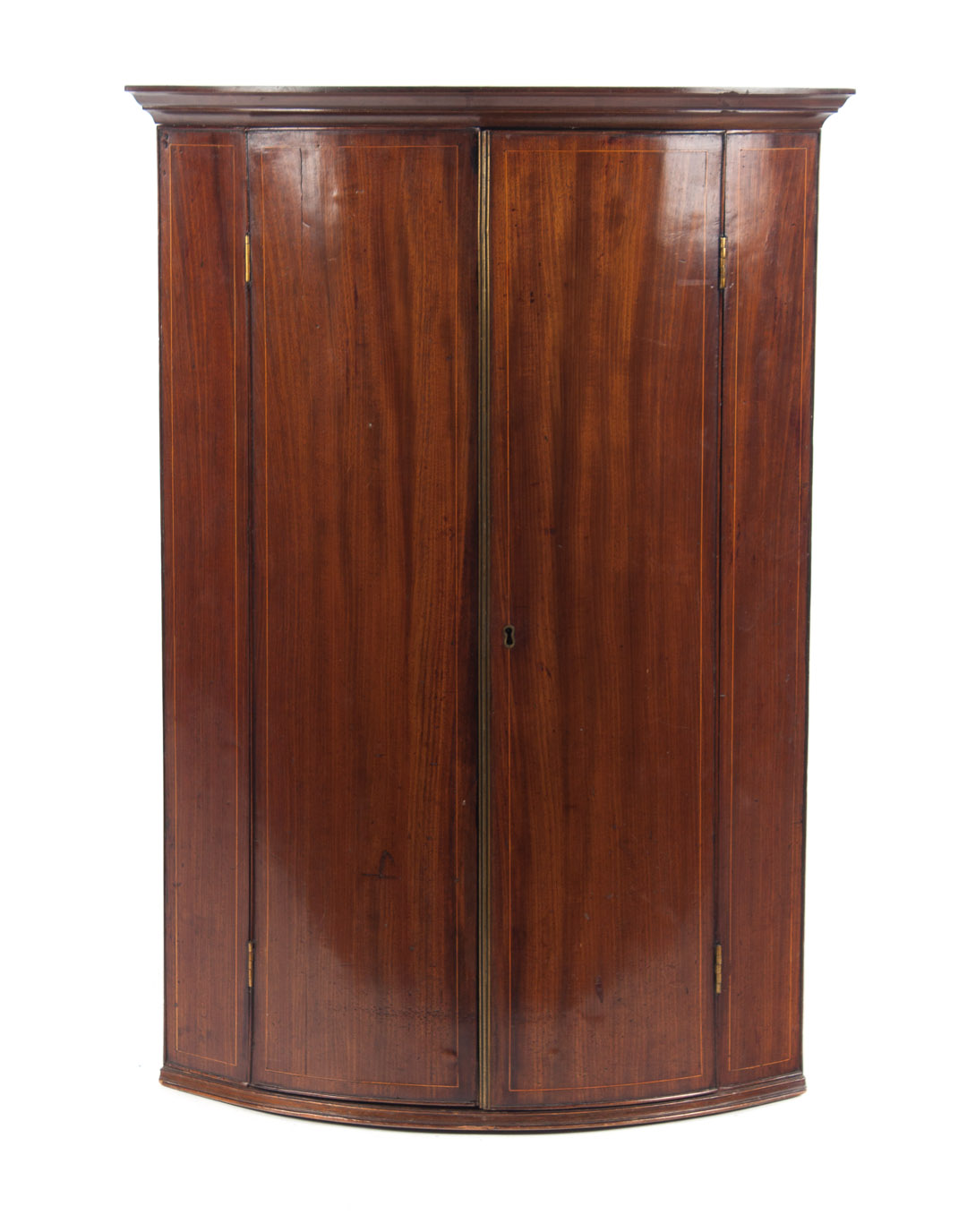 Appraisal: George III mahogany hanging corner cupboard