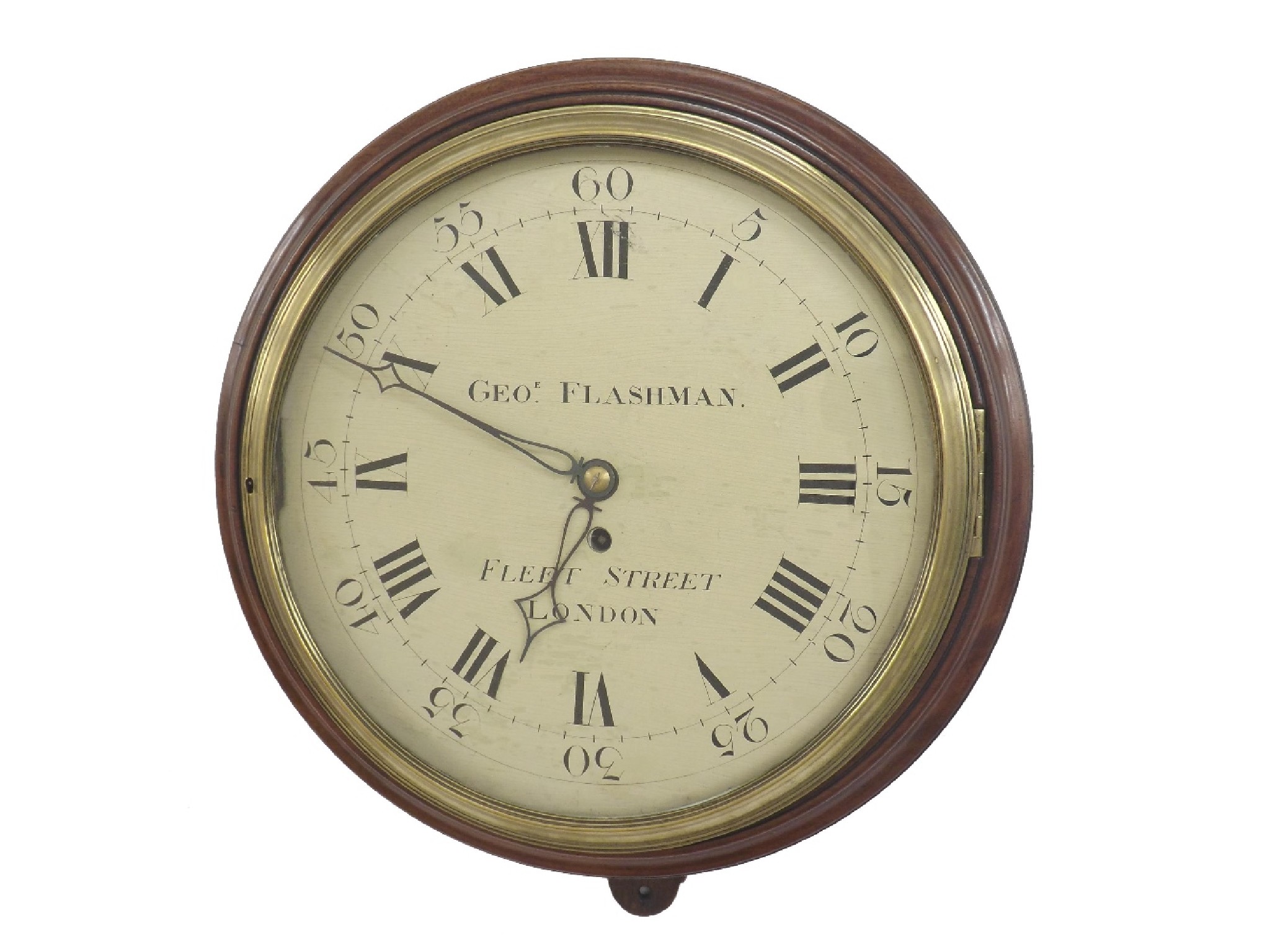 Appraisal: Good English mahogany single fusee verge wall dial clock the