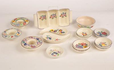 Appraisal: Poole Pottery a floral three-section hors d'oeuvres dish cm wide