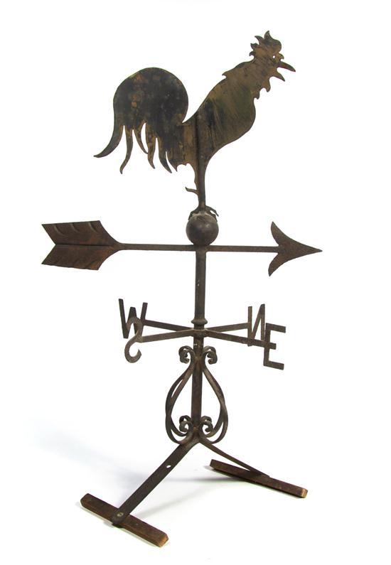 Appraisal: An American Figural Weathervane depicting a rooster set on a