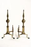 Appraisal: ANDIRONS - Pair of replica brass steeple top andirons Faceted