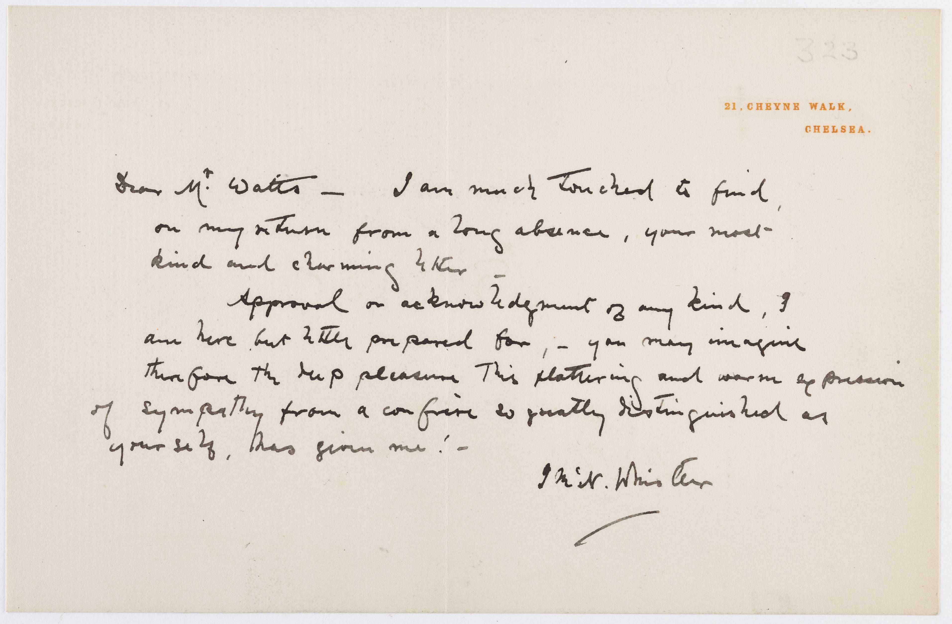 Appraisal: WHISTLER JAMES MCNEIL - Autograph Letter Signed ''J McN Whistler''