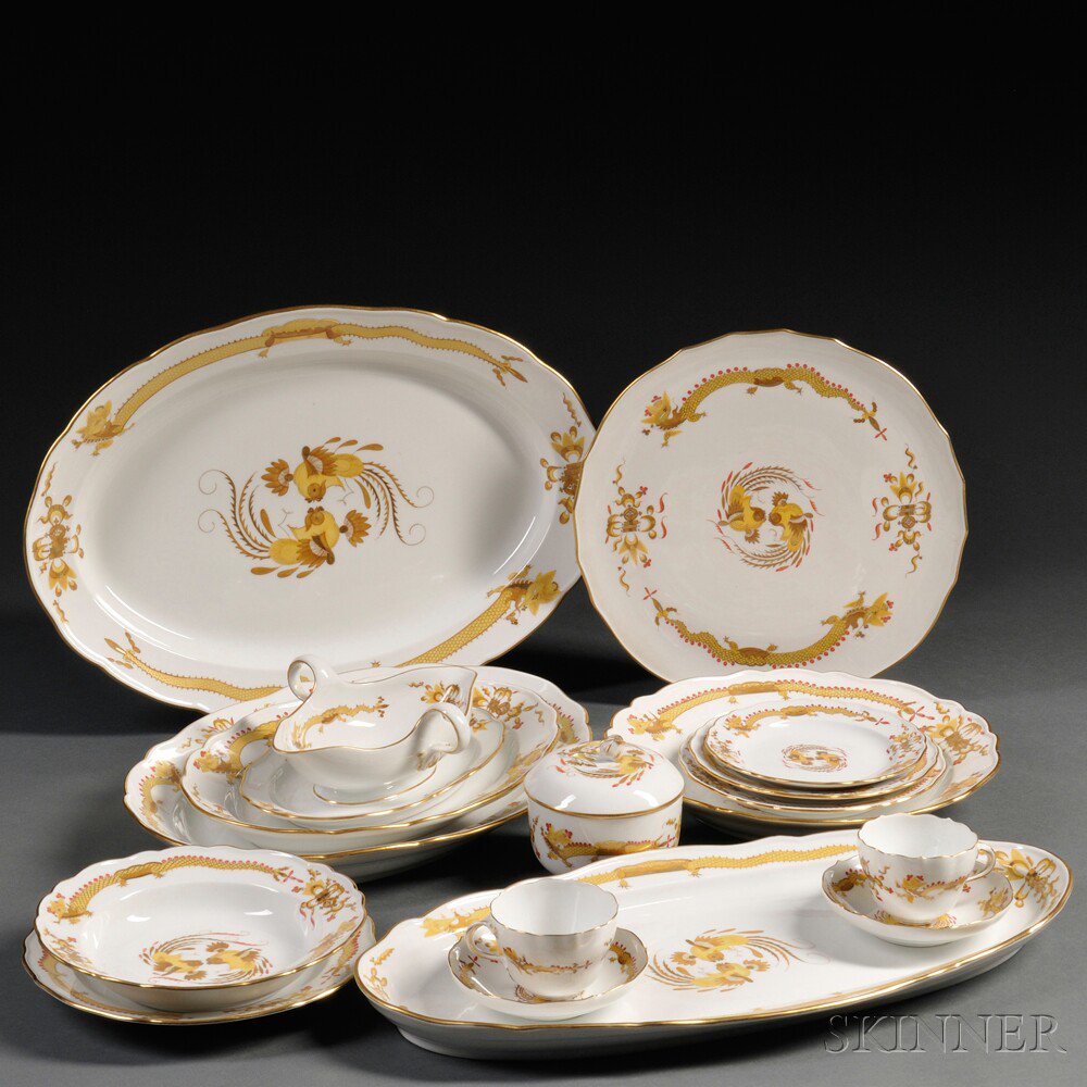 Appraisal: Meissen Porcelain Yellow Dragon Pattern Dinner Service Germany early th