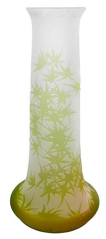 Appraisal: Signed Gall Tall Cameo Thistle Vase ' French early th