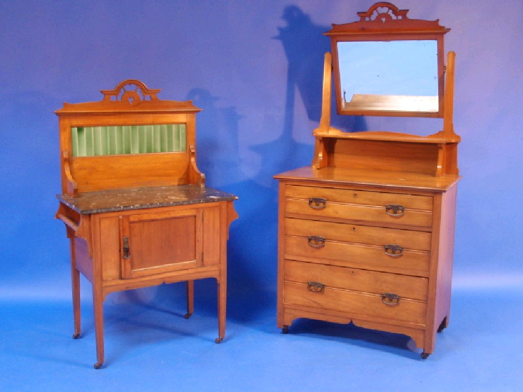 Appraisal: A late Victorian satin birch dressing chest and marble top