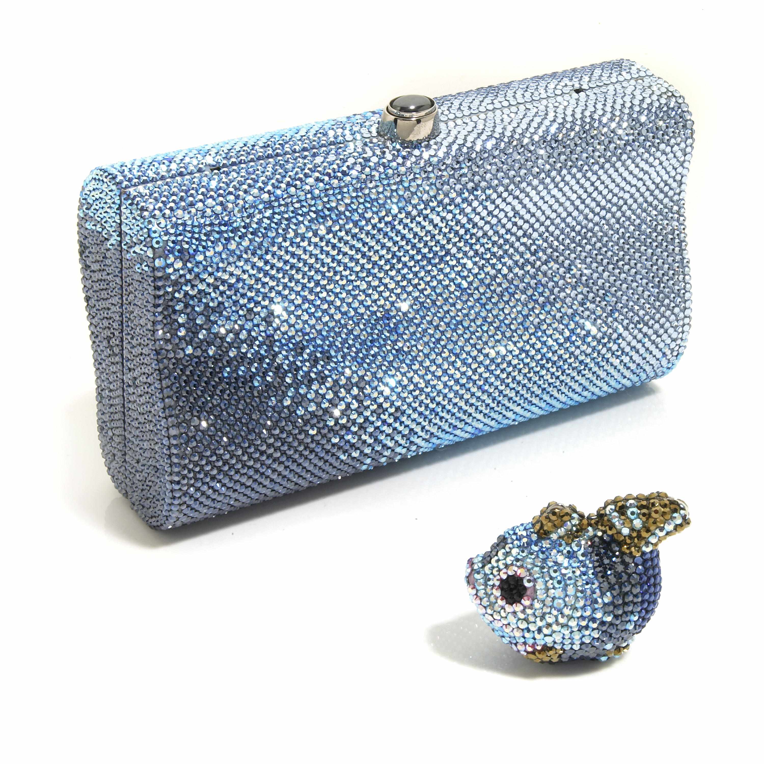 Appraisal: A graduated blue crystal ''wave'' purse together with a blue