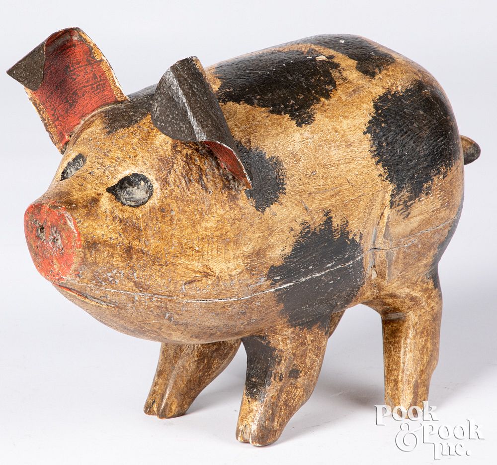 Appraisal: Schifferl carved and painted pig Schifferl carved and painted pig