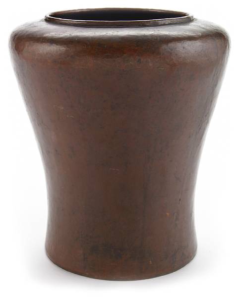 Appraisal: A Dirk Van Erp hammered copper baluster vase circa red