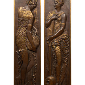 Appraisal: A Pair of French Bronze Relief Plaques Cast by F