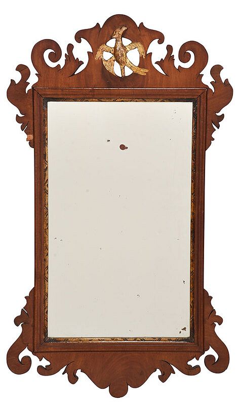 Appraisal: Chippendale Figured Parcel Gilt Mahogany Mirror British or American late