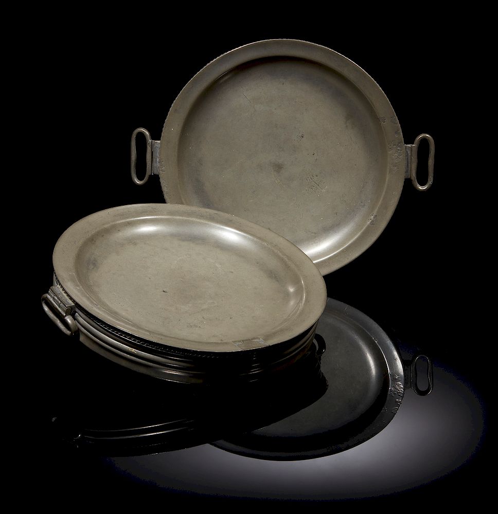 Appraisal: Two Pewter Warming Plates James Dixon Sons Two pewter warming