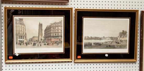 Appraisal: Two French topographical prints mid th Century each framed After