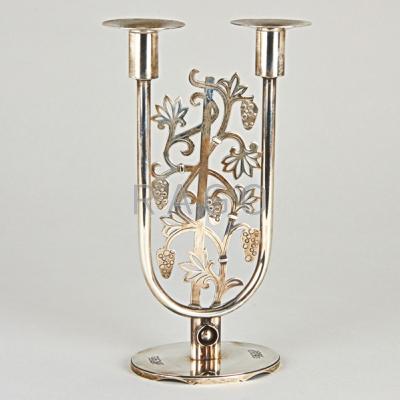 Appraisal: CARL PODSZUS HANDWROUGHT STERLING CANDLE STAND Pierced grape vine column