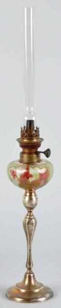 Appraisal: Sterling Silver Weighted Oil Lamp Frosted front with painted flowers