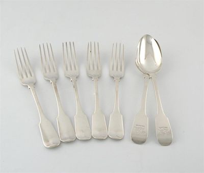 Appraisal: A set of five George IV provincial silver Fiddle pattern