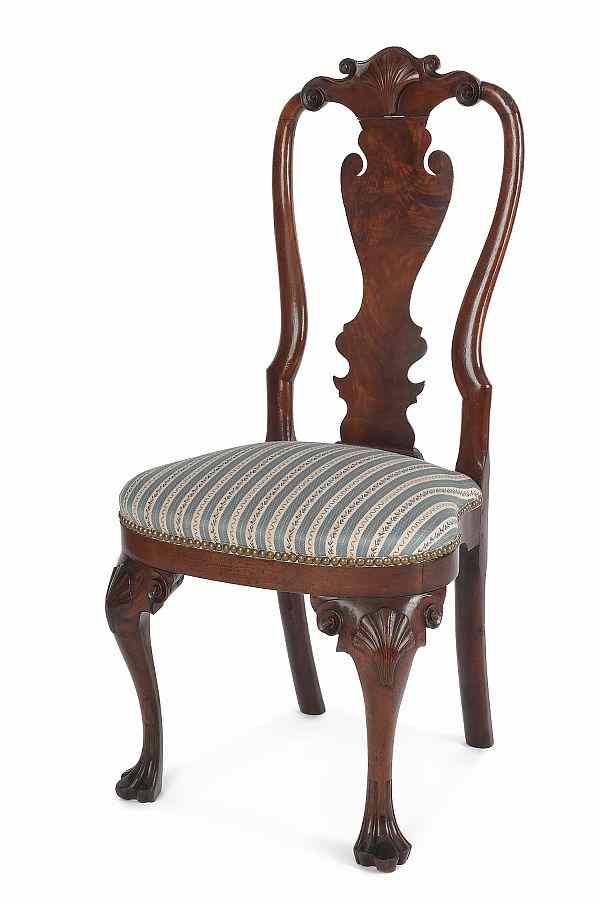 Appraisal: Philadelphia Queen Anne walnut compass seat dining chair ca the