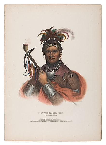 Appraisal: MCKENNEY HALL PORTRAIT KI-ON-TWOG-KY hand-colored lithograph published by E C