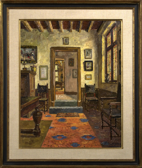 Appraisal: Continental School First Quarter th Century Sunlit Interior Scene oil