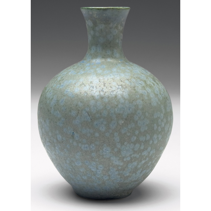 Appraisal: Laura Andreson vase bulbous shapeunder a blue and green crystalline