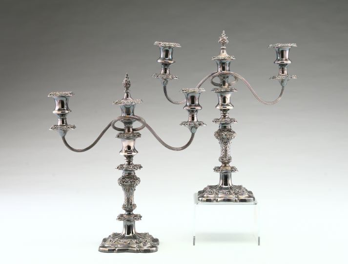 Appraisal: Good Pair of Ellis-Barker Silver Companies Birmingham Three-Light Candelabra first