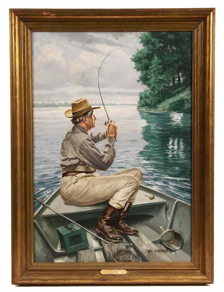 Appraisal: OOC - 'Bass Fishing' by Hy Henry Sumner Watson NY