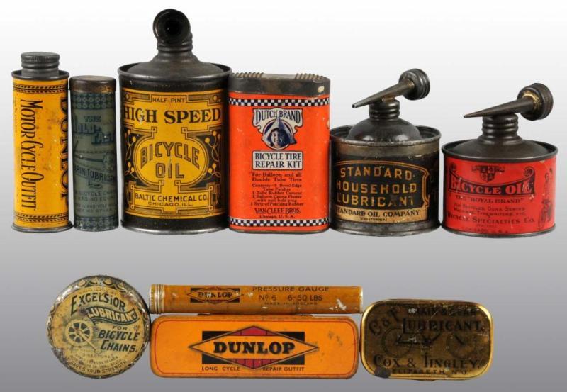 Appraisal: Lot of Bicycle Motorcycle Tins Description Includes some tins with