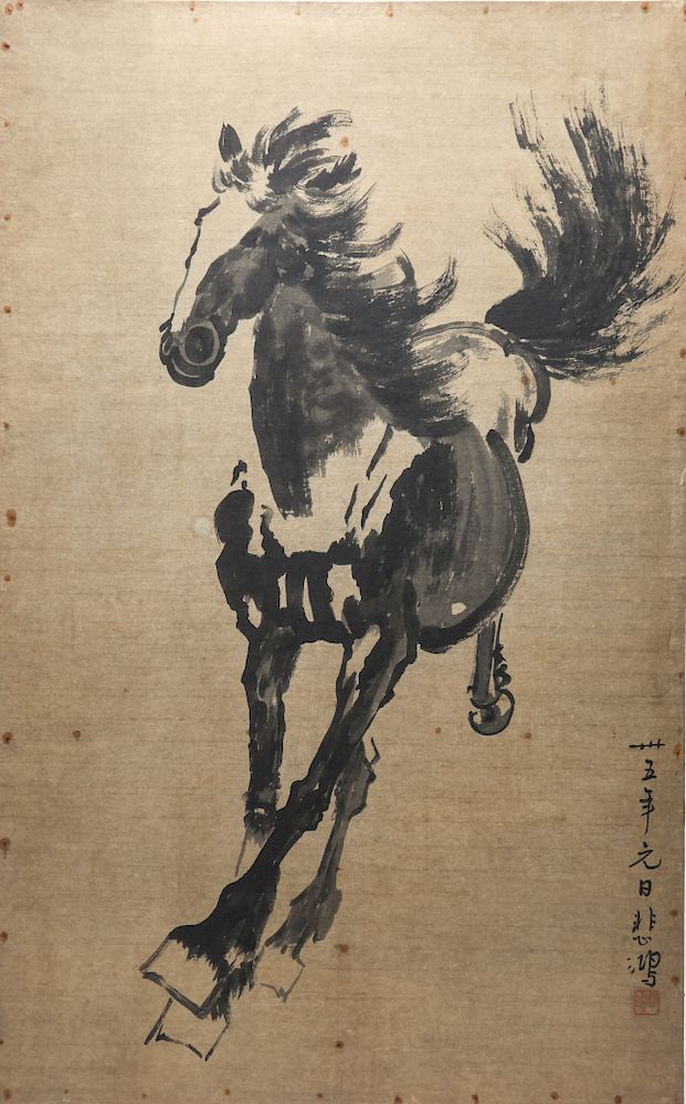 Appraisal: Xu Beihong Galloping Horse Ink on Paper Xu Beihong Chinese