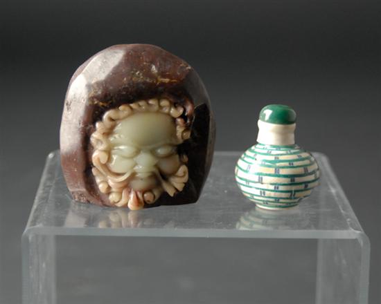 Appraisal: An Enameled Snuff bottle and a Carved Cameo Face of