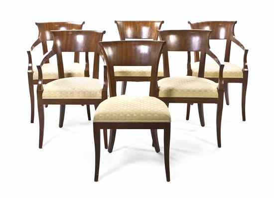 Appraisal: A Set of Six Biedermeier Dining Chairs comprising four armchairs