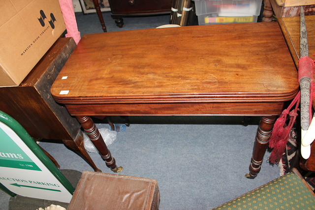 Appraisal: A TH CENTURY MAHOGANY 'D' SHAPED FOLD OVER TEA TABLE