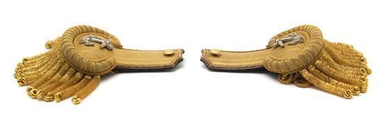 Appraisal: A Pair of Cased Naval Epaulets in gold thread with