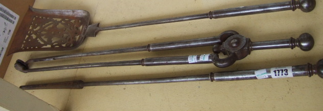 Appraisal: A set of three Victorian steel fire tools