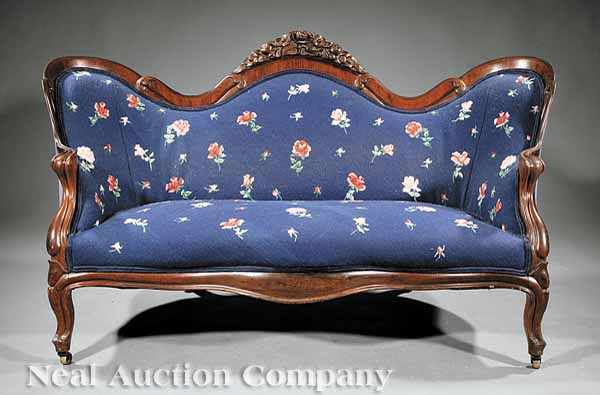 Appraisal: An American Rococo Carved and Laminated Rosewood Settee th c