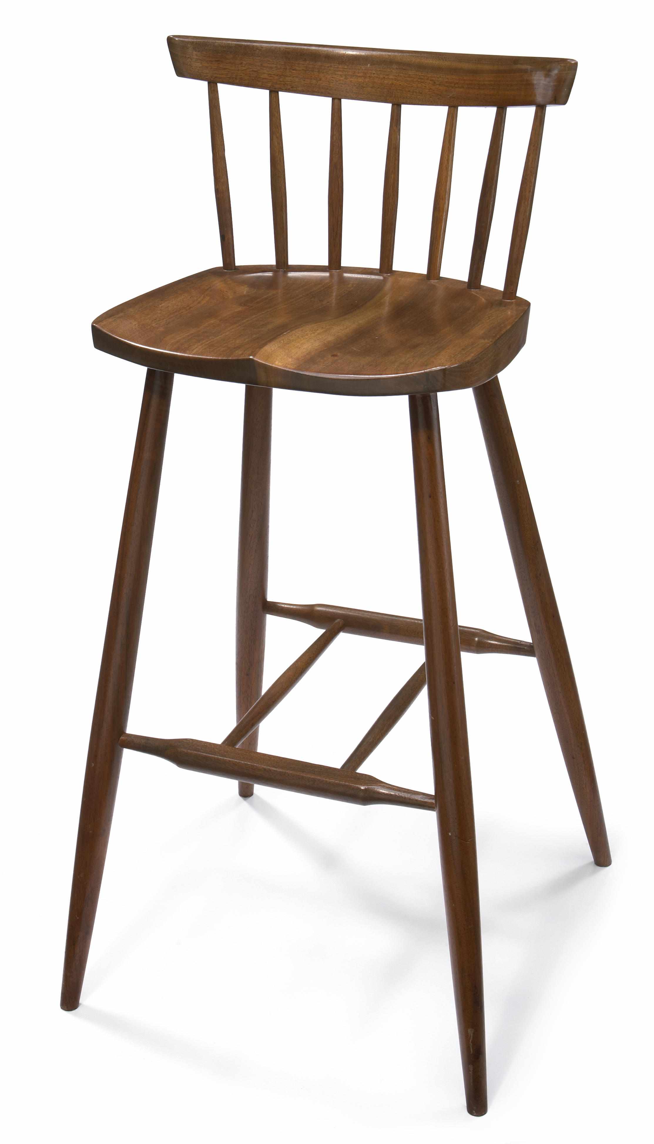 Appraisal: George Nakashima American - Stool circa walnut inscribed in black