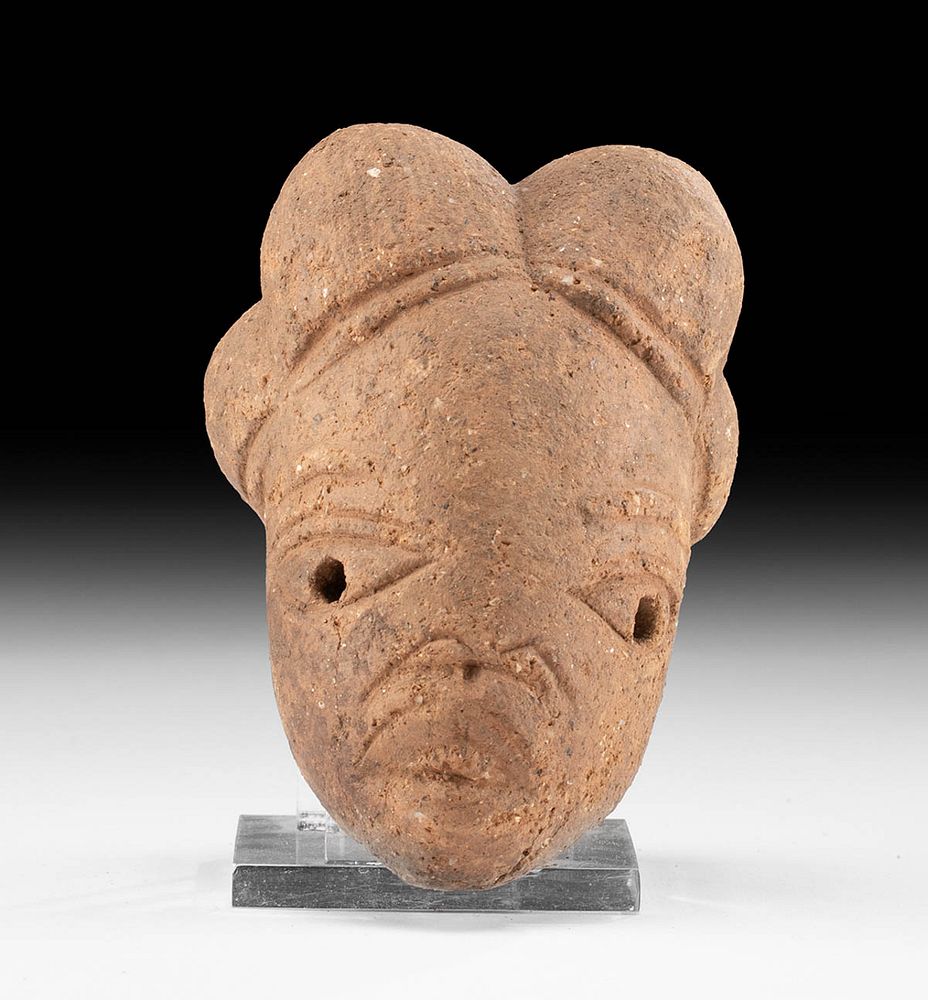 Appraisal: African Nok Terracotta Head Fragment w Bulbed Coiffure Africa Northern