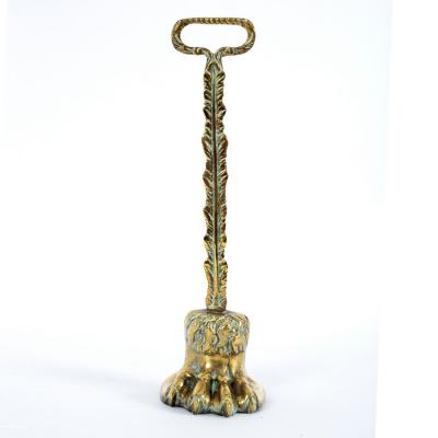 Appraisal: A brass hair claw door porter with ring handle cm