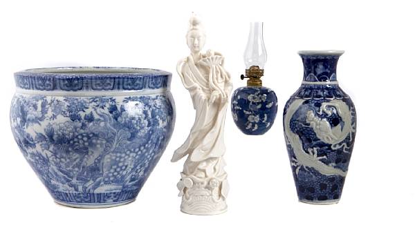 Appraisal: A group of Japanese blue and white porcelains table articles