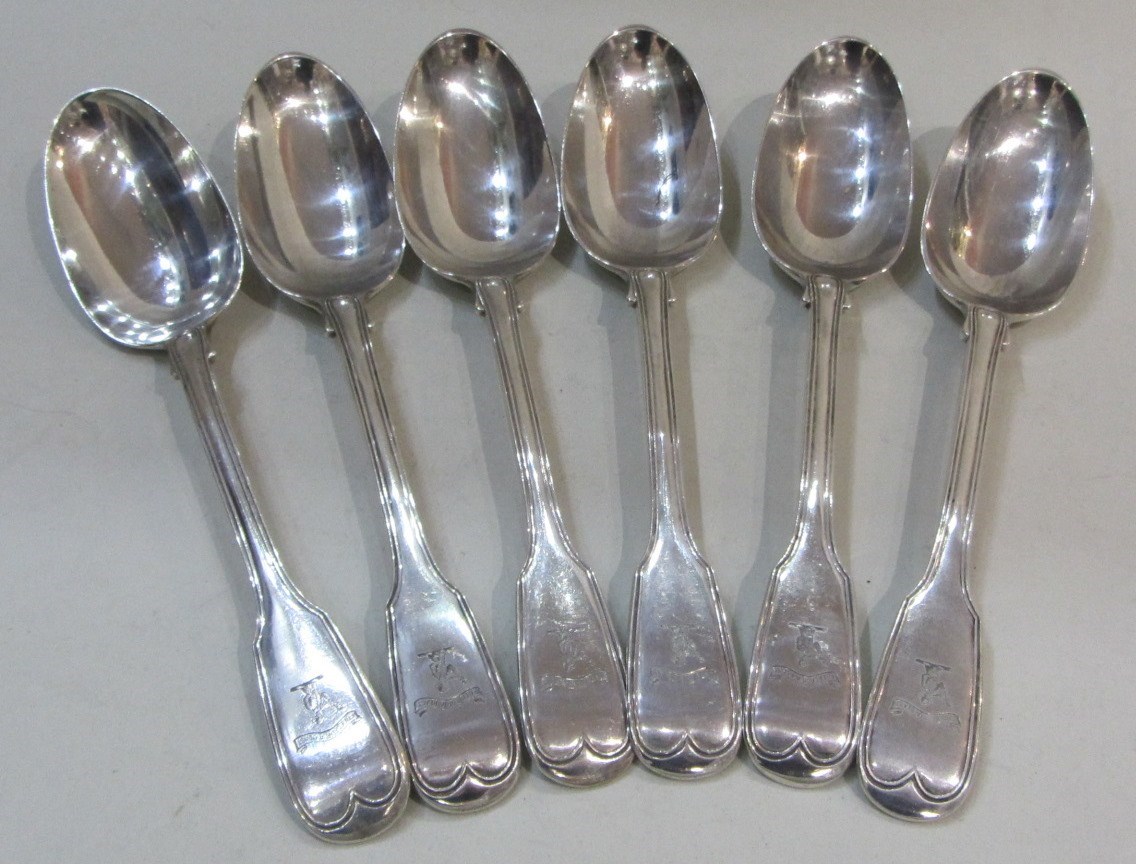 Appraisal: A set of six silver double struck fiddle and thread