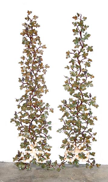 Appraisal: A pair of painted t le pendant grape vines late