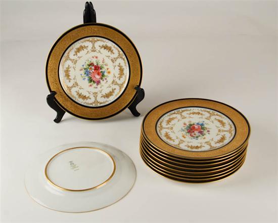 Appraisal: Ten C Ahrenfeldt Limoges Plates for B Altman having handpainted