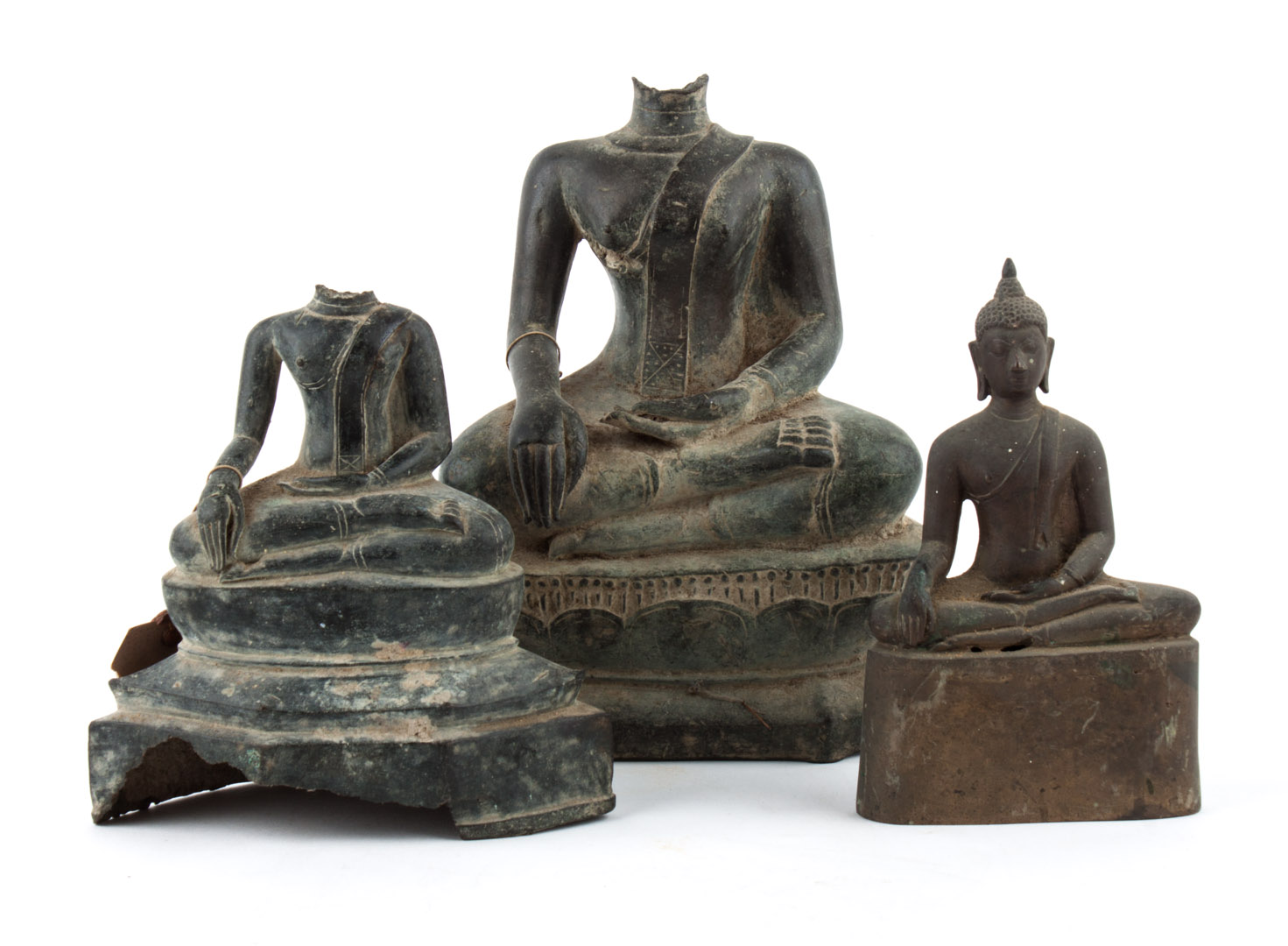 Appraisal: Assorted fragmentary Thai bronze sculptures of the Buddha various periods