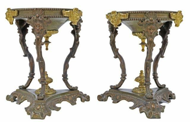 Appraisal: pair Continental bronze stands late th c each having bowl