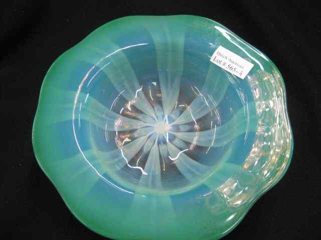 Appraisal: Tiffany Favrile Art Glass Bowl green pastel ''spoke'' design floraform