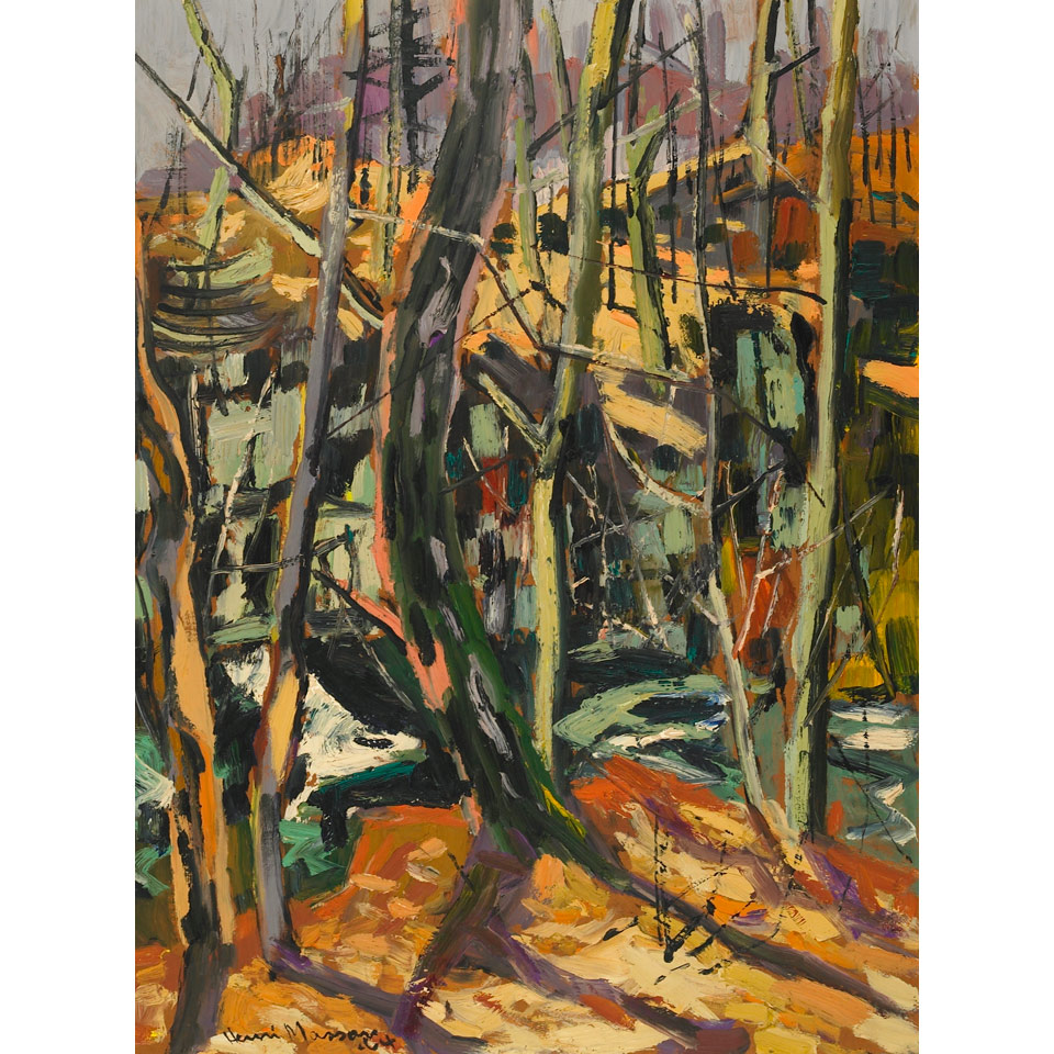 Appraisal: HENRI LEOPOLD MASSON FOREST STREAM oil on board signed and