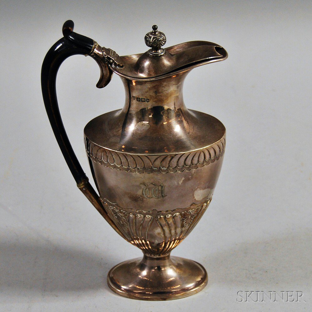 Appraisal: Sterling Silver Hot Water Kettle Sheffield the narrow covered mouth