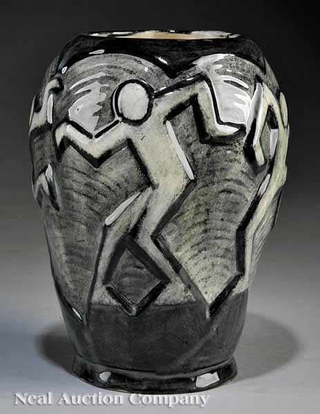 Appraisal: A Shearwater Art Pottery Vase Dancing Ma motif designed by